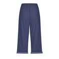thumbnail image 4 of Women Capri Pants High Waist Drawstring Pants Comfortable Soft Trousers Holiday Wear Beach Casual Pants Knit Pants Fall Work Clothes for Women Casual Loose Pants for Women Womens Work Clothes Business, 4 of 4