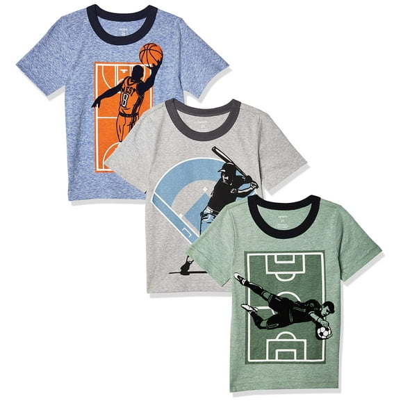 Carter's Boys' Toddler 3-Pack Short-Sleeve Graphic Tee, Multi Sports, 2T