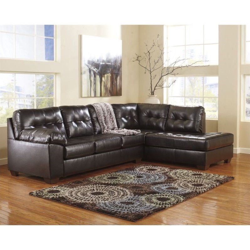 Ashley Furniture Alliston 2 Piece Leather Sectional Sofa in Chocolate