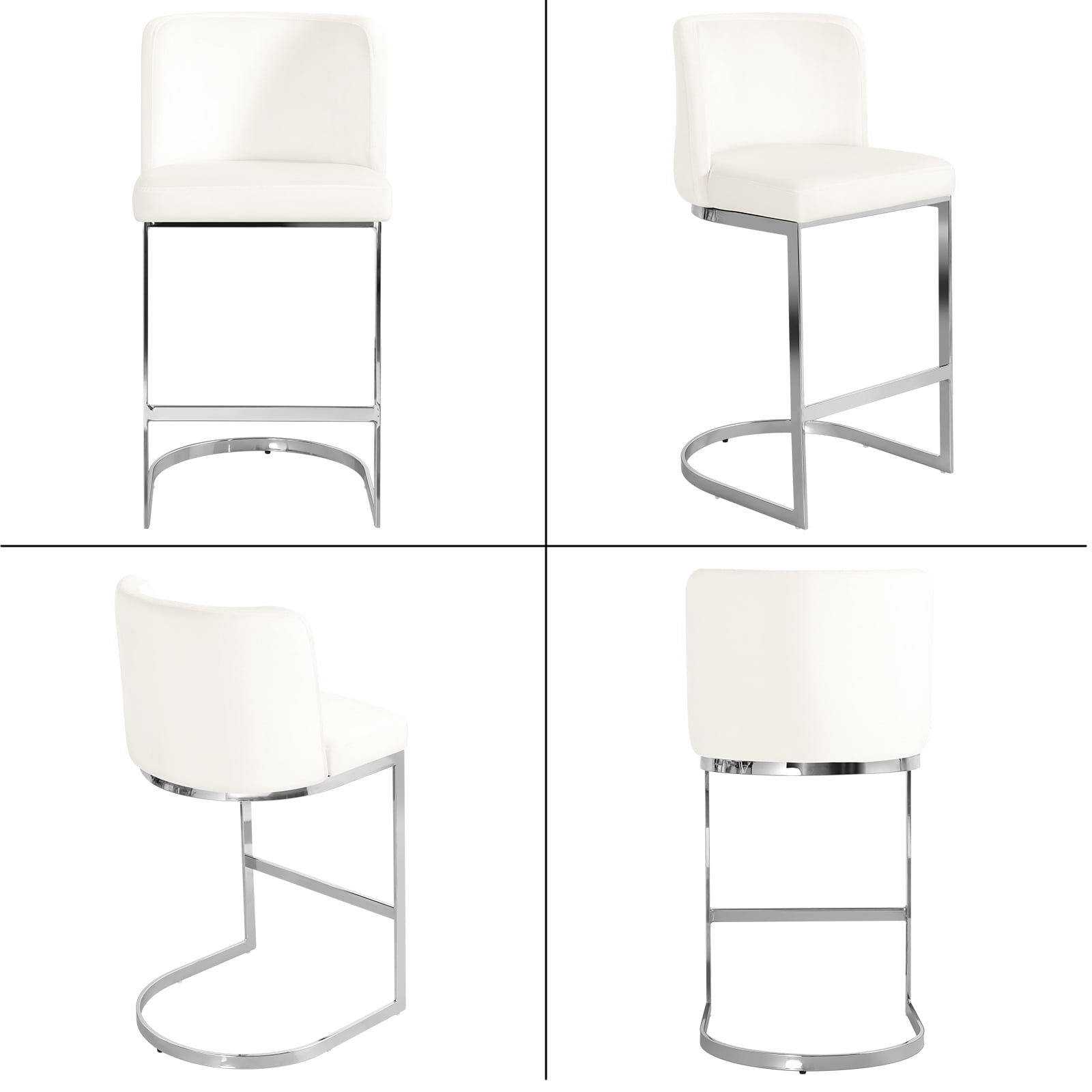 Modern Counter Height Bar Stools Upholstered Velvet Bar Chairs, Set of 1, 26" with Back and C-Shaped Metal Frame Island Stools for Home Bar Kitchen Pub