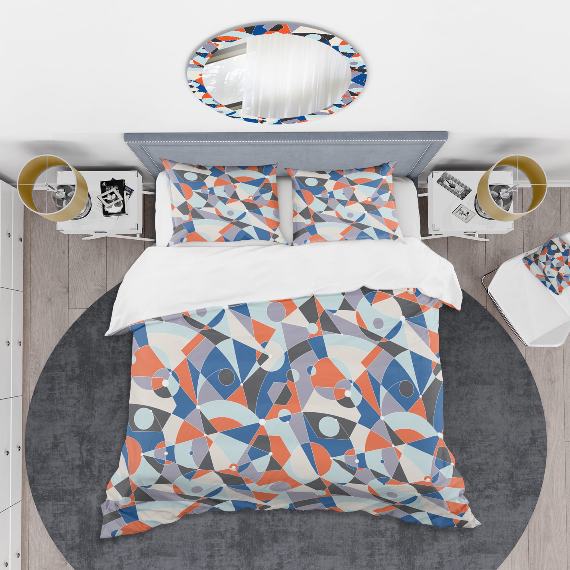 Designart 'Retro Geometric Grid IV' Mid-Century Modern Duvet Cover Set