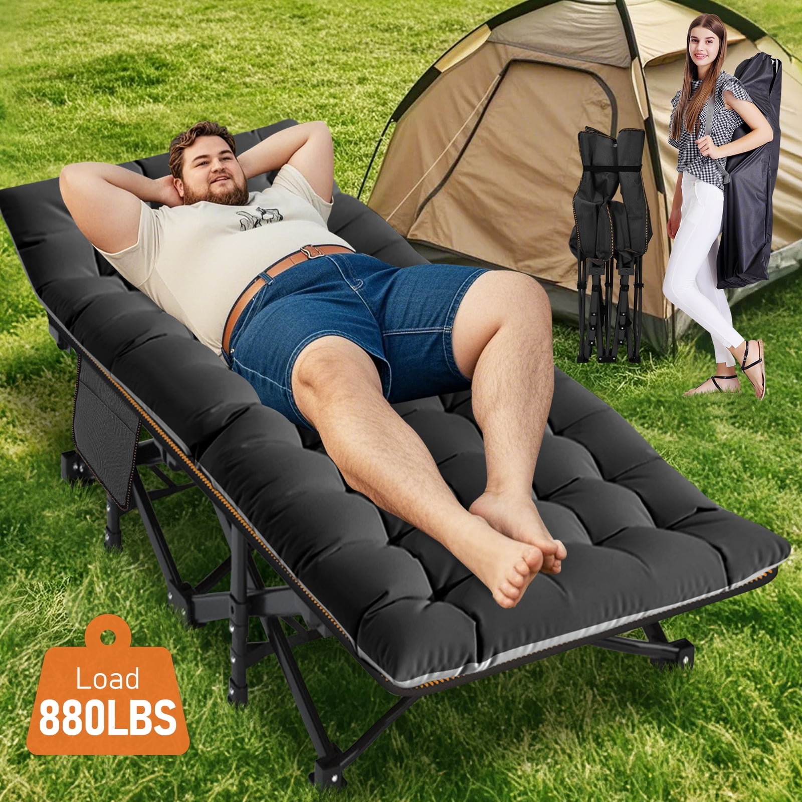 Lit Pliant Portable Slsy – Pour Camping, Voyage, Adulte Ou Enfant, Couleur Vin, Avec Sac