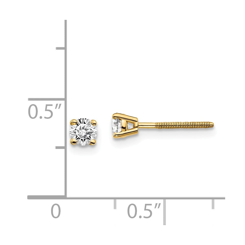 Real 14kt Yellow Gold .30ct. SI3 G-I Diamond Stud Thread on/off Post Earrings; for Adults and Teens; for Women and Men