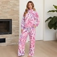 thumbnail image 4 of Yuyamidu Women's Lounge Sets Loungewear Matching Sweatsuit Tracksuits 2 Piece Outfits Pink Leopard Print Long Sleeve Sweatshirt Wide Leg Drawstring Sweatpants Travel Exercising Gym Clothes Set, 4 of 7