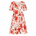thumbnail image 4 of White Mark Women's Plus Size V-Neck Vintage Floral Short Sleeve Dress, 4 of 6