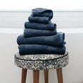 thumbnail image 3 of Noble Linens 6 Piece Farmhouse Cotton Bath Towel Set, Navy Blue, 3 of 11