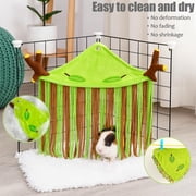 Colenumone Guinea Pig Hideout Forest Fleece Corner Hideaway for Cage Accessories, Soft Fleece Tassel Hammock Tent for Small Animals, Bunny, Ferret, Chinchilla, Rat, Hedgehog, Dwarf Rabbit