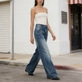 thumbnail image 4 of ITSAME Wide Leg Jeans for Women, Loose Fit with Pockets High Waist Stretch Full Length Denim Pants Blue Size L, 4 of 7