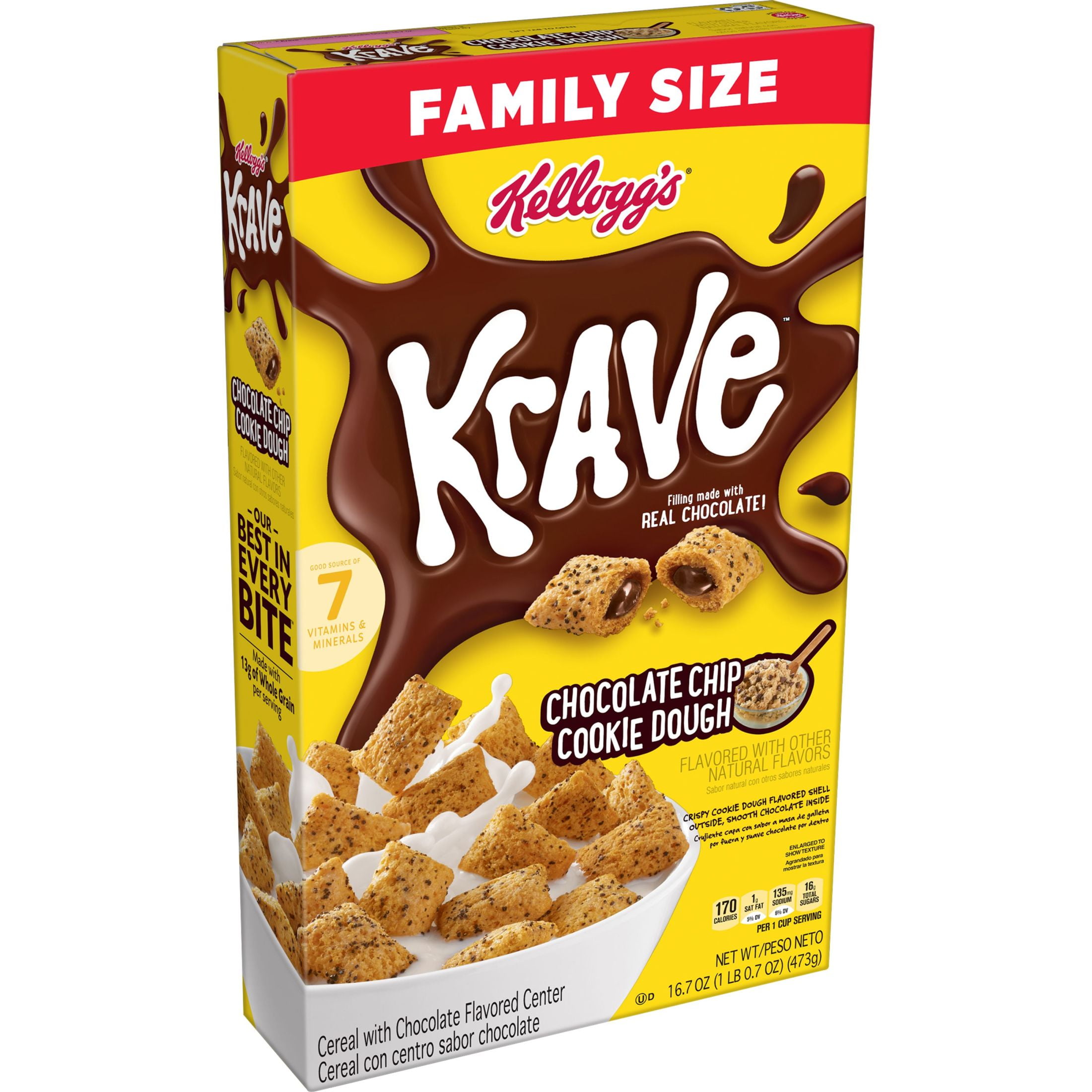 Kellogg's Krave Breakfast Cereal, Chocolate Chip Cookie Dough, 16.7 oz
