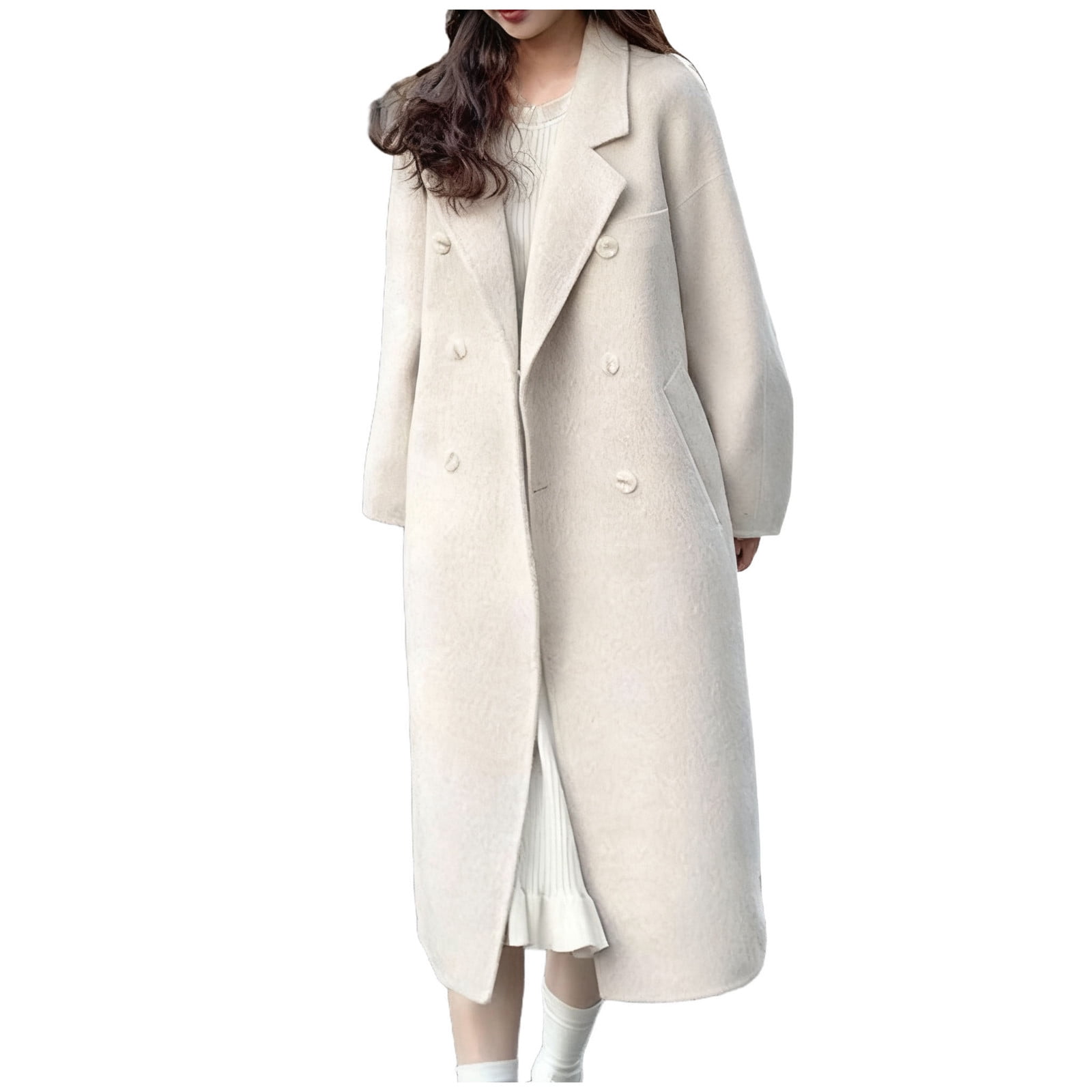 Manteau Caban Femme Court Laine Double Boutonnage - Blazer Automne Hiver Mode Élégant