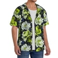 thumbnail image 2 of KLL Teal floral elegance Print Men's Shirt Short Sleeve Button Down Summer Cuba Beach Shirts- 4X-Large, 2 of 5