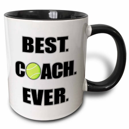 3dRose Tennis - Best. Coach. Ever., Two Tone Black Mug, (Best Tennis Serve Ever)