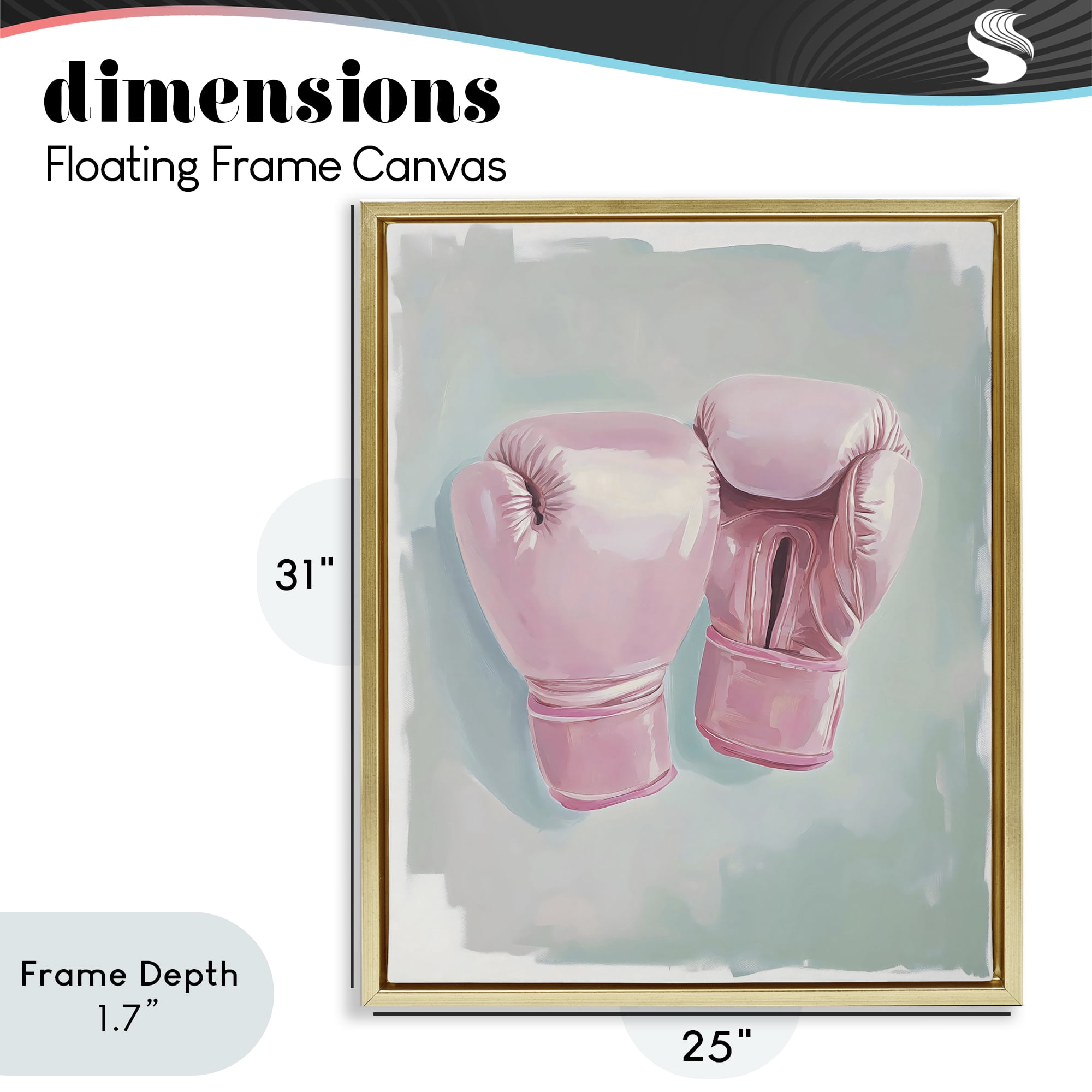 Stupell Industries Feminine Pink Boxing Gloves Gold Framed Floater Canvas Wall Art, design by The Prints Vibe