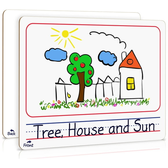 Double Sided Whiteboard 9”x12” Story Lined Dry Erase Board for Kids Writing Board Age 3-5 Practice Drawing Small White Board Teacher Elementary Grade 1 Kindergarten Preschool