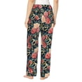 thumbnail image 3 of Uemuo Rose Flowers Pattern Women's Wide Leg Palazzo Lounge Pants with Pockets Light Weight Loose Comfy Casual Pajama Pants-Small, 3 of 9