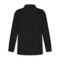 thumbnail image 4 of Pxiakgy Hot Sale!! Women Linen Button Down Shirt Rolled Cuffed Short Sleeve Blouse Ladies Summer Casual V Neck Beach Cotton Tops Lapel Blouses Solid Color Elegant Pleated Tunic Tops Black L, 4 of 9