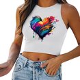 thumbnail image 1 of Gibobby Camiseta sin mangas informal de verano para mujer, camiseta sin mangas con cuello , camiseta corta ajustada, camiseta sin mangas estampada para verano(Azul,XG), 1 of 5