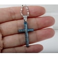 thumbnail image 3 of R.H. Jewelry Stainless Steel Pendant, Blue Plate the Lord's Prayer Small Cross 32mm Length, 3 of 3