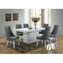 Kings Brand Furniture Milan 7 Piece White Modern Rectangle Dinette Dining Room Table & 6 Grey Vinyl Chairs, 70.9" W x 39.4" D x 30.5" H