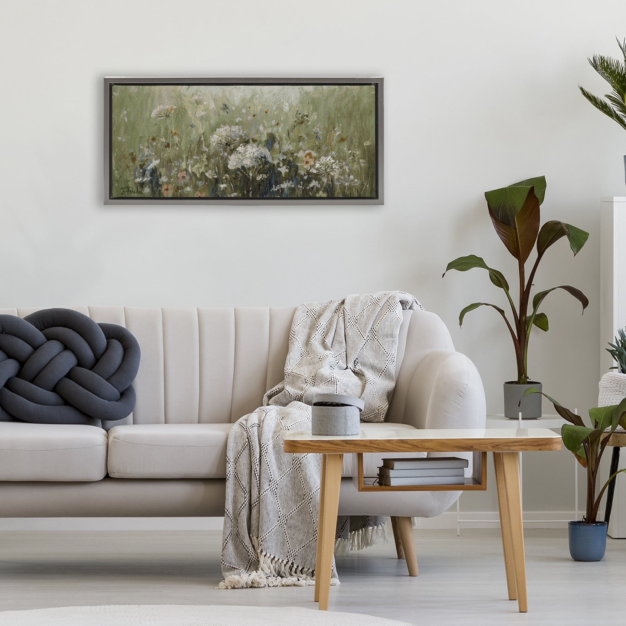 Stupell Industries Mistful Summer Meadow Scene Gray Framed Floater Canvas Wall Art, design by Patricia Pinto