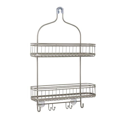 Zenna Home Caddy de Douche Extra Grand, Nickel Satiné