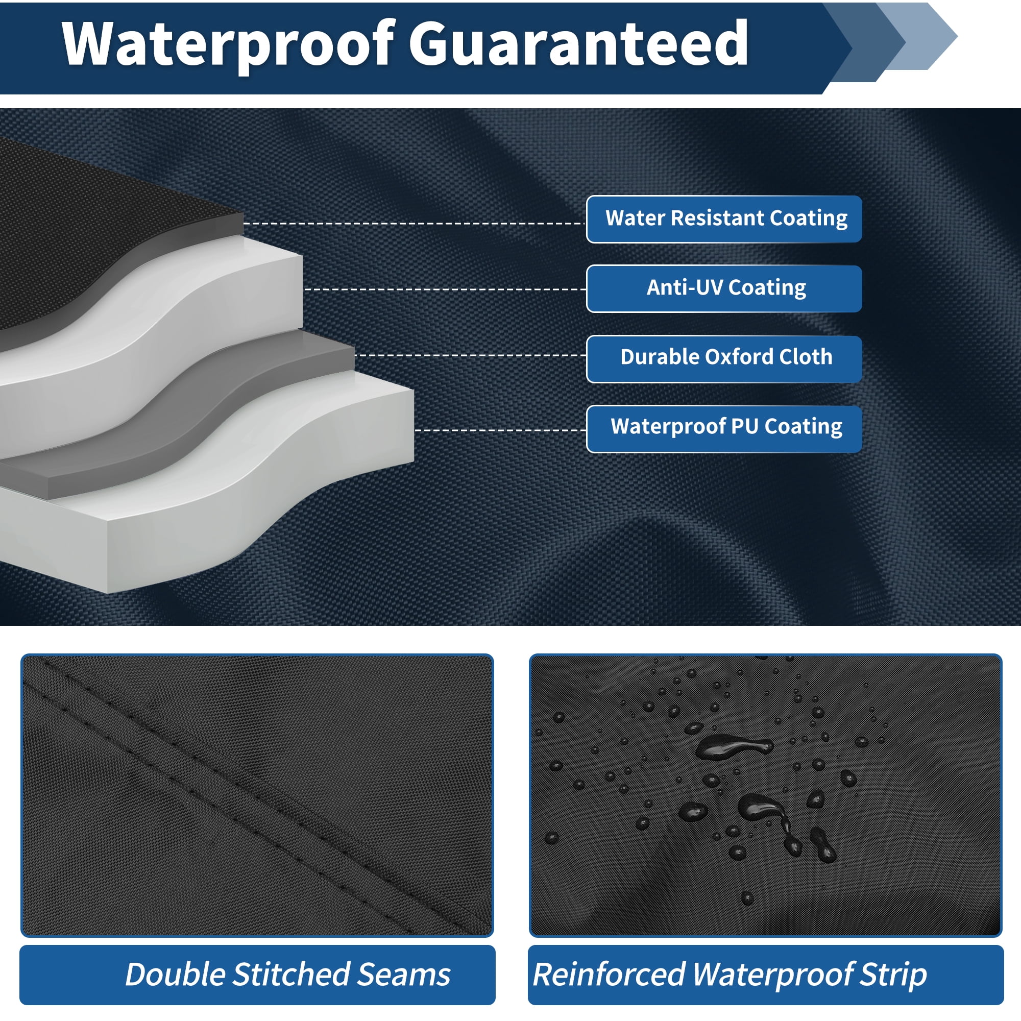 Unique Bargains 300D Duty Oxford Anti-UV Waterproof Trailerable PWC Cover Black 90"