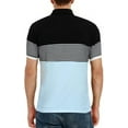 thumbnail image 4 of YTD Men's Short Sleeve Polo Shirts Casual Slim Fit Contrast Color Stitching Stripe Cotton Shirts, 4 of 4