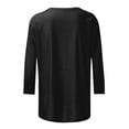thumbnail image 4 of Rggeeun Women'S T-Shirts Solid Color U.S.A. Letter Print Crew Neck 3/4 Sleeve With Us National Flag Graphic For 4Th Of July Summer Celebration Casual Look Tee,Black,L, 4 of 5