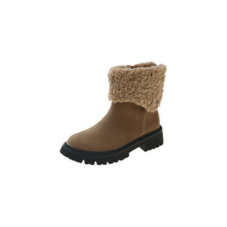 

Kesitin Women Warm Ankle Bootie Zip Up Low Calf Boot Platform Snow Boots Lightweight Wear Resistant Winter Shoes Walking Plush Lining Comfort Shoe Khaki 5