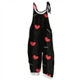 thumbnail image 2 of Valentine's Day Party Overalls for Womens Cute Heart Print Sleeveless Straight Leg Jumpsuits Trendy Valentine Vacation Outfits with Adjustable Straps, 2 of 4