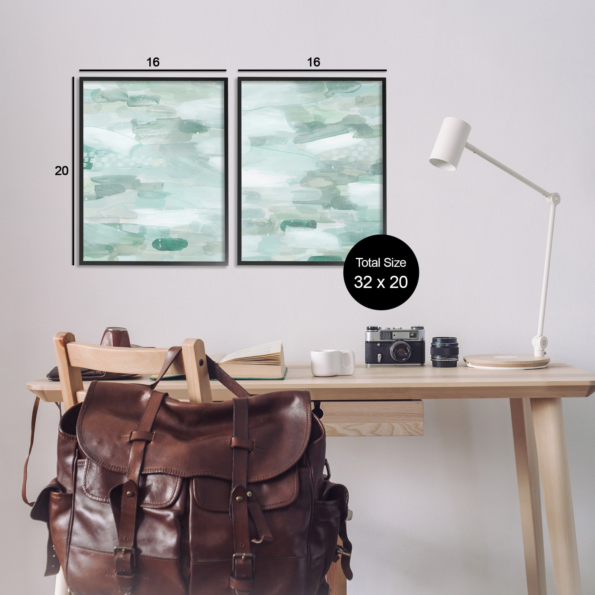 Stupell Industries Beachy Abstract Pattern Abstract Painting Black Framed Art Print Wall Art, 16 x 20, Set of 2