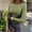 01-Army Green, variant on Women's Crew Neck Long Sleeve T-Shirt Ribbed Knit Slim Fit Floral Print Fall Winter Casual Layering Fitted Top 03-Blue M