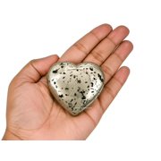 Raw Pyrite Crystal Heart Palm Stone – Natural Pocket Stone