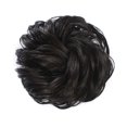 thumbnail image 1 of Pelo negro oscuro, postizos grandes, rizos, ondulados, coletero, moño falso de cabello natural, elástico para mujeres y niñas, 1 of 5