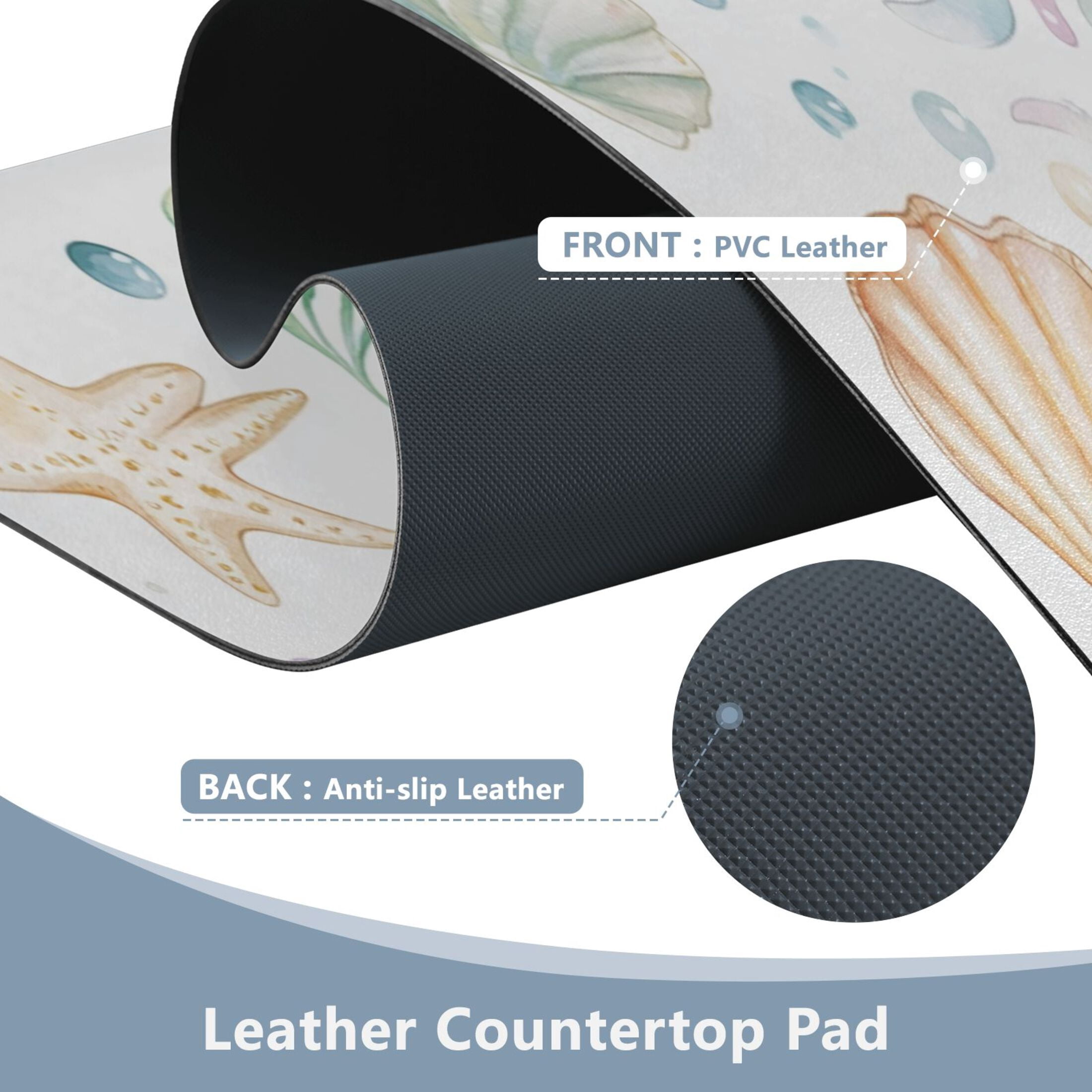 Wobogo Jellyfish Shell Figure Gaming Mouse Pad Non-slip Leather Desk Mat Water Resist Keyboard Pad for Gamer Office 23.6×47.2in