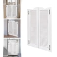 thumbnail image 6 of Aiqidi 24*42Inch Double-door Swing Door Natural Pine Wood Louvered Cafe Door Wall-Mounted Countryside Saloon Doors with 4 Hinges (White), 6 of 15