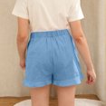 thumbnail image 4 of CYRBOKO Girls Shorts, Loose Fit Elastic Waist Summer Comfy Bottoms with Pockets Light Blue Size 8 T, 4 of 7