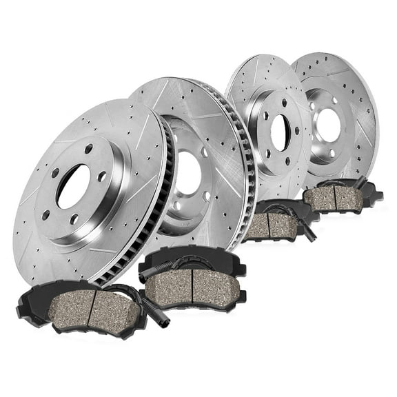 Callahan Brake Parts Brake Kit for Mini Cooper Clubman 2016-2019 Front and Rear Drilled and Slotted Brake Rotors with Ceramic Brake Pads EBYK041998