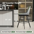thumbnail image 3 of Solfway Swivel Bar Stools Set of 6, 26 inch Counter Height Bar Stools with Back, Tufted PU Leather Bar Chair Barstools for Kitchen Island with Metal Legs and Footrest, Green, 3 of 8