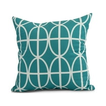 Simply Daisy, 16" x 16" Ovals and Stripes , Geometric Print Outdoor Pillow, Blue