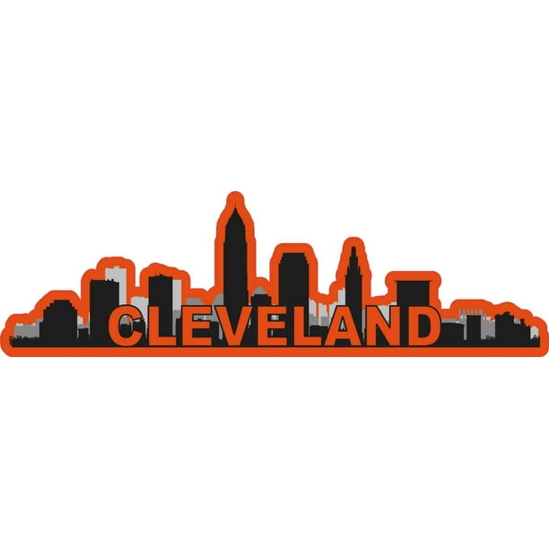 10in X 3in Orange Cleveland Skyline Sticker Walmart Com Walmart Com
