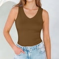 thumbnail image 6 of Husipze Women's Tank Top Sleeveless Casual V Neck Fitted Basic Top Soft Stretch Athletic Slim Fit Gym Yoga Tops Brown S, 6 of 9