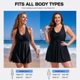 thumbnail image 5 of RELLECIGA Plus Size Swimwear for Women V Neck Front Shirring One Piece Skirt Swim Dress Bathing Suits, 5 of 11