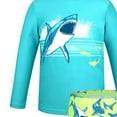 thumbnail image 4 of MEZZALL Kids Boys Long Sleeve Two Piece Swimsuit Sets Cartoon Ocean Shark Print Swim Shirt Quick Dry Shorts Summer Resort Sun Protection Boho Beach Swimwear, 4 of 9