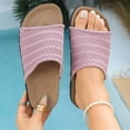 thumbnail image 3 of Rokment Cork Footbed Platform Slides Sandals for Women 2026 Summer Beach Vacation Comfortable Mesh Walking Flat Dress Slip on Slippers Wide Feet Pink Size 9.5, 3 of 7