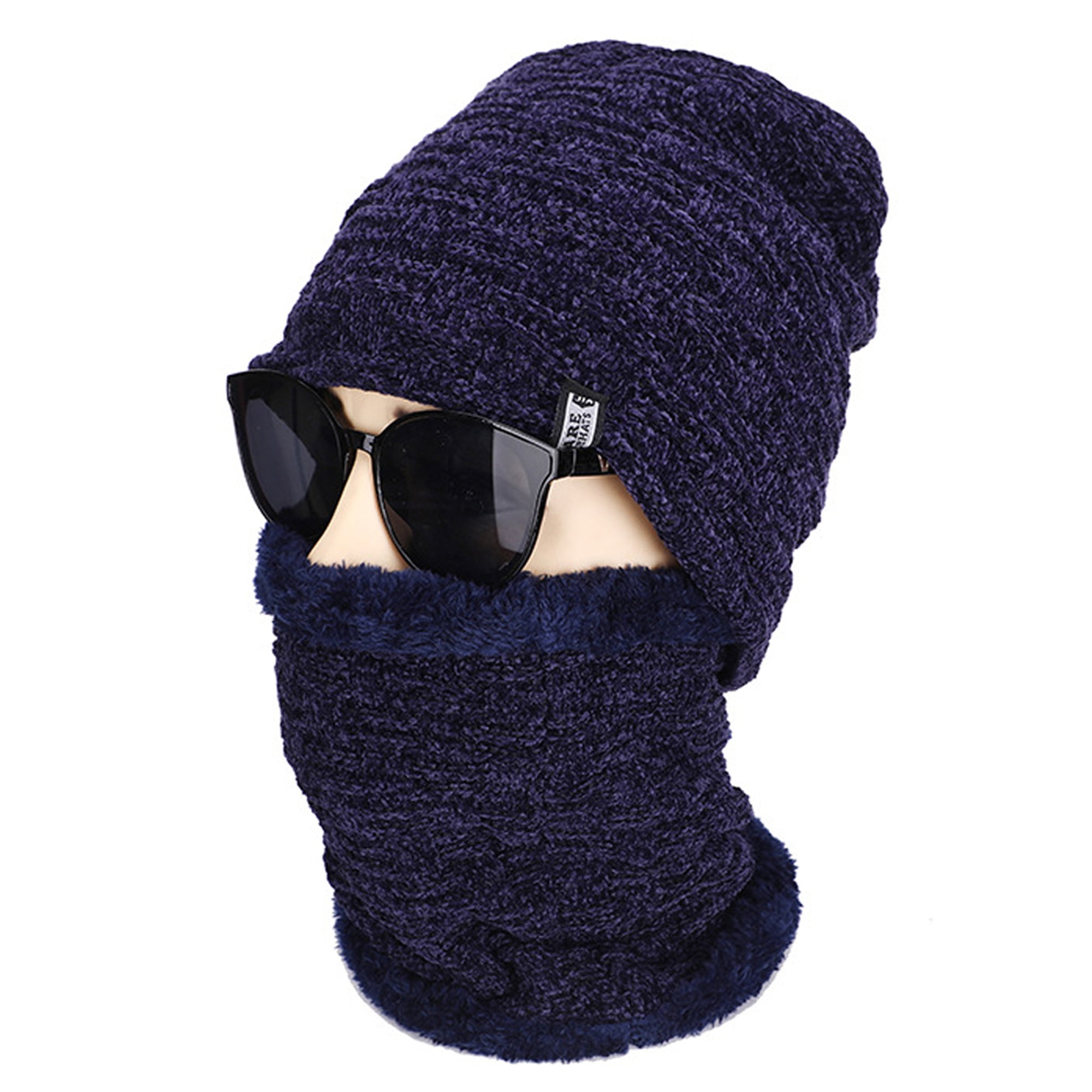 Details about   Women's Winter Thermal Knit Beanie Fleece Hat Scarf Set Neck Warmer Peaked Ski 
