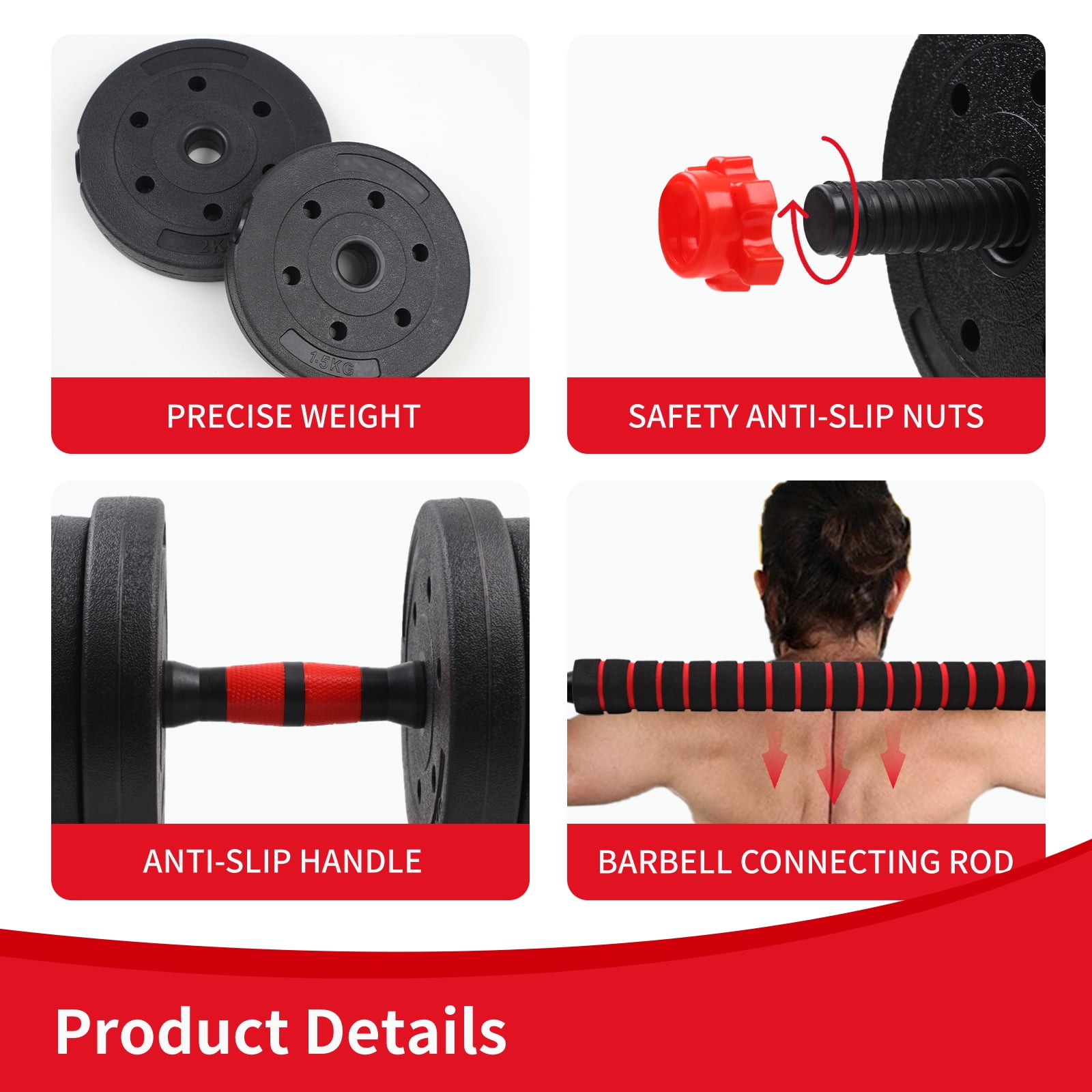 Adjustable-Dumbbells-Sets, 44lbs Free Weights-Dumbbells Set of 2 Convertible To Barbell A Pair of Lightweight for Home Gym,Women and Men Equipment