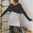 thumbnail image 4 of HNMKIU Women's Fashion Casual Autumn Winter Outdoor Solid Color Wool Hollow Lengthening Double Sleeve Shawl Scarf With Sweater ,Dark Gray, 4 of 9