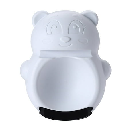 

1Pc Lazy Snack Plastic Bowl with Cellphone Holder Candy Dish Nut Bowl Little Bear Shape Double Layer Snack Storage Box Fruit Bowl Mobile Phone Bracket (White Black)
