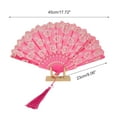 thumbnail image 2 of Unique Bargains 1 Pc Cherry Blossom with Tassel Folding Fan for Masquerade Rose Red Silk Fabric, 2 of 5